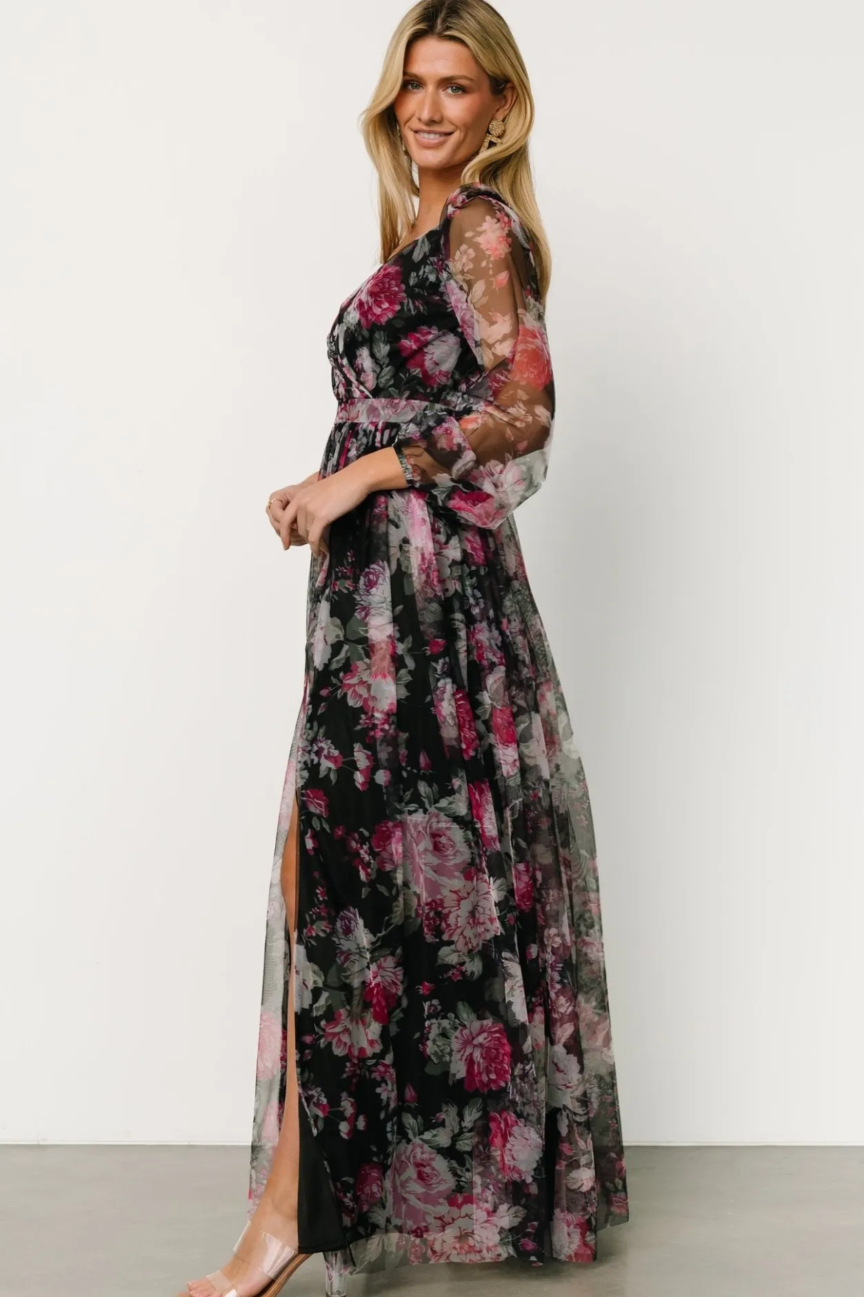 Sale Baltic Born Desiree Tulle Maxi Dress | Black + Fuchsia Black+Fuchsia