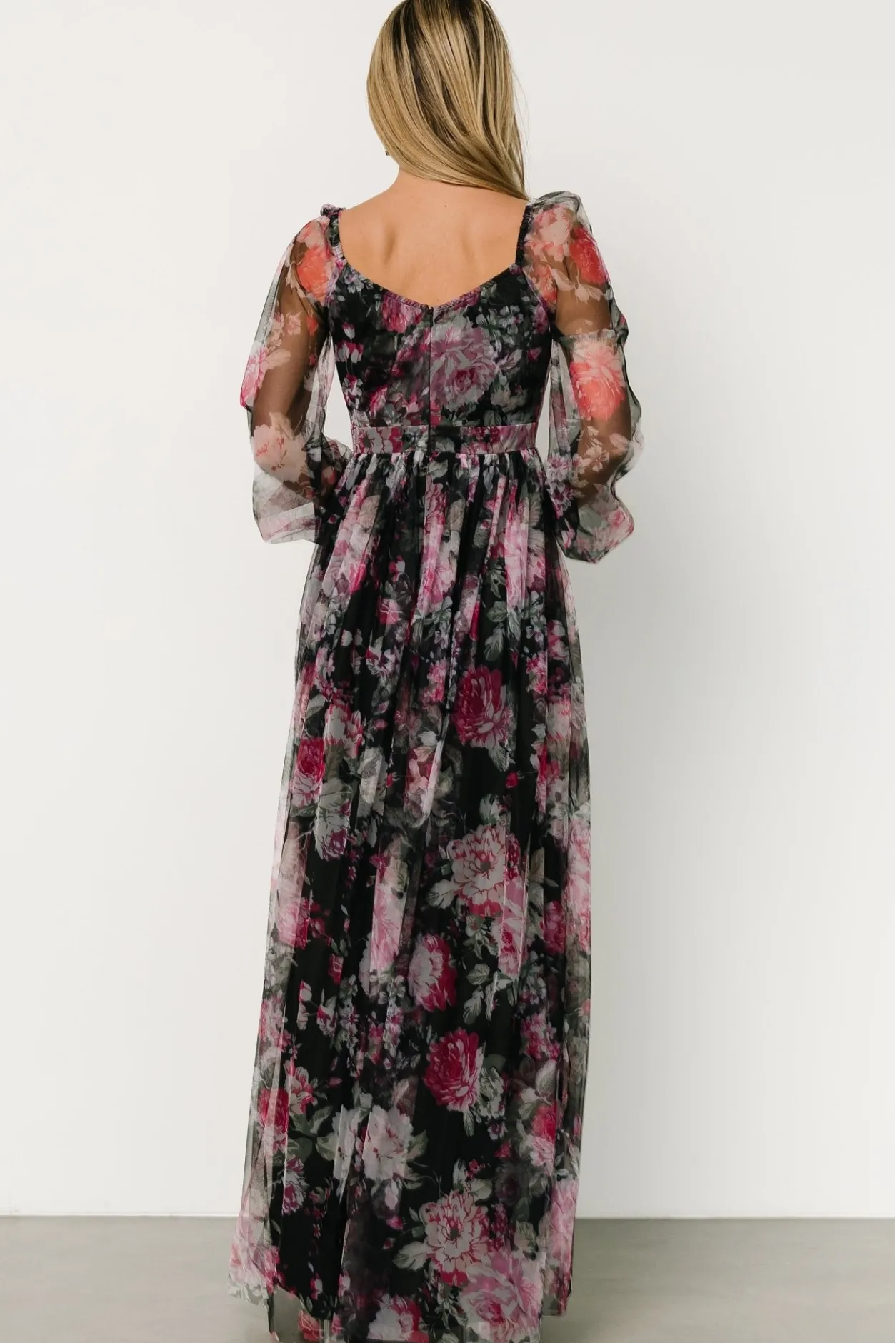 Sale Baltic Born Desiree Tulle Maxi Dress | Black + Fuchsia Black+Fuchsia