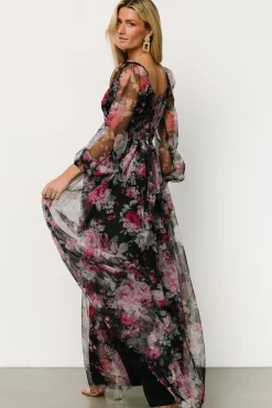 Sale Baltic Born Desiree Tulle Maxi Dress | Black + Fuchsia Black+Fuchsia