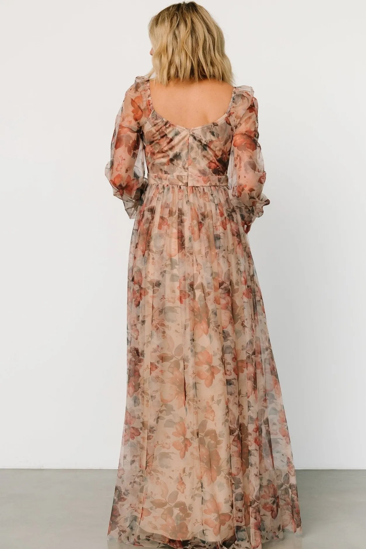 Clearance Baltic Born Desiree Tulle Maxi Dress | Taupe Floral TaupeFloral
