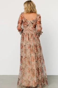 Clearance Baltic Born Desiree Tulle Maxi Dress | Taupe Floral TaupeFloral