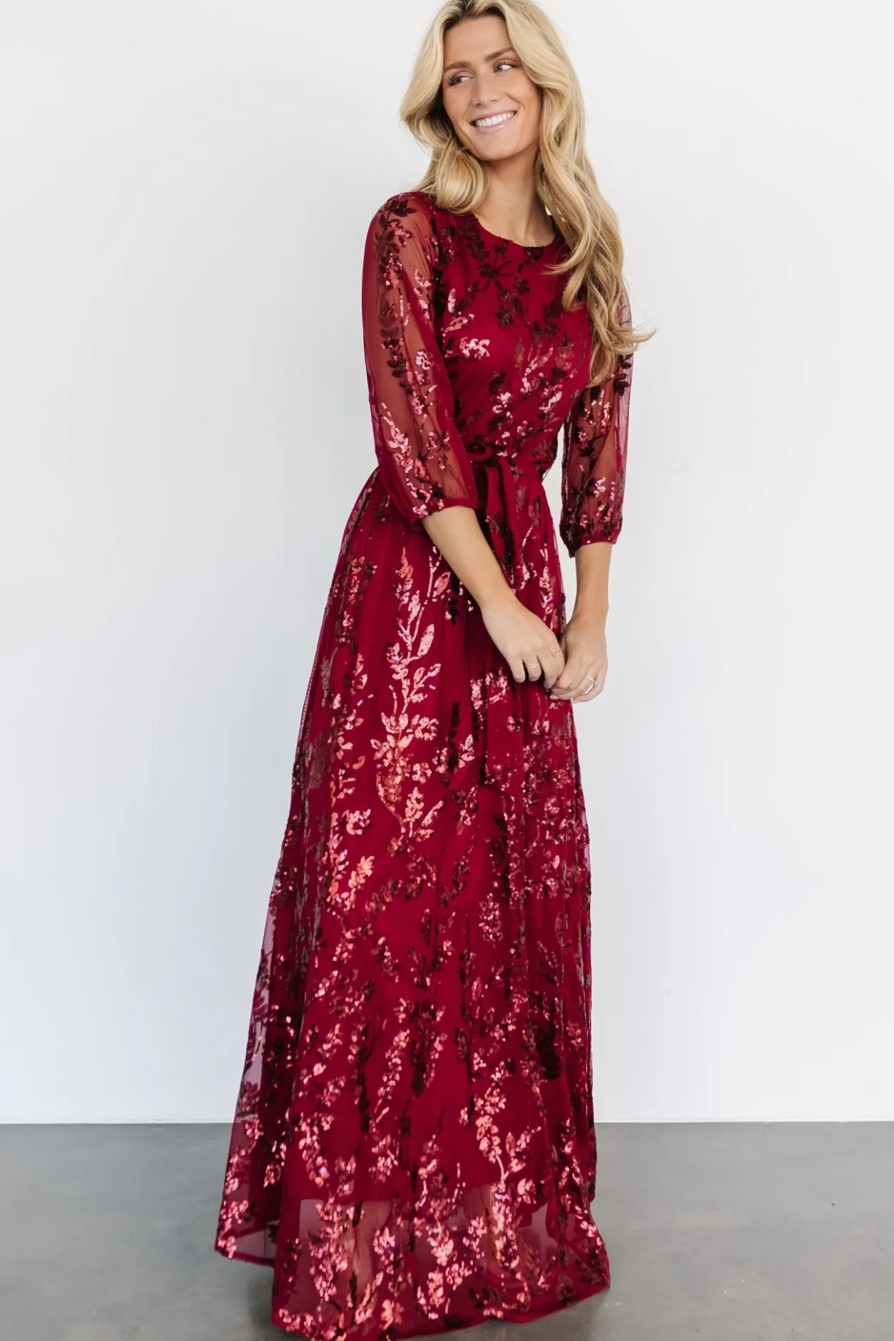 New Baltic Born Destiny Sequin Maxi Dress | Wine