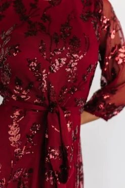 New Baltic Born Destiny Sequin Maxi Dress | Wine