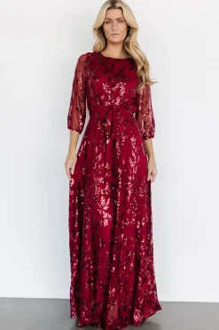 New Baltic Born Destiny Sequin Maxi Dress | Wine