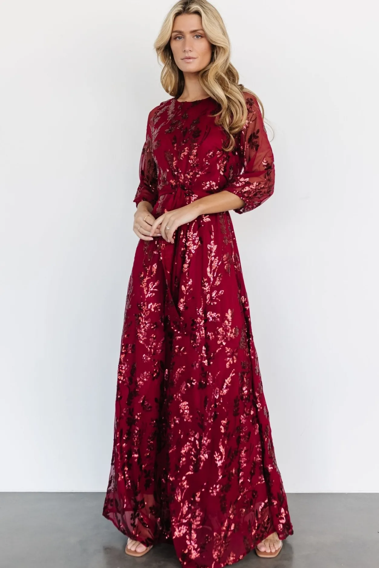 New Baltic Born Destiny Sequin Maxi Dress | Wine