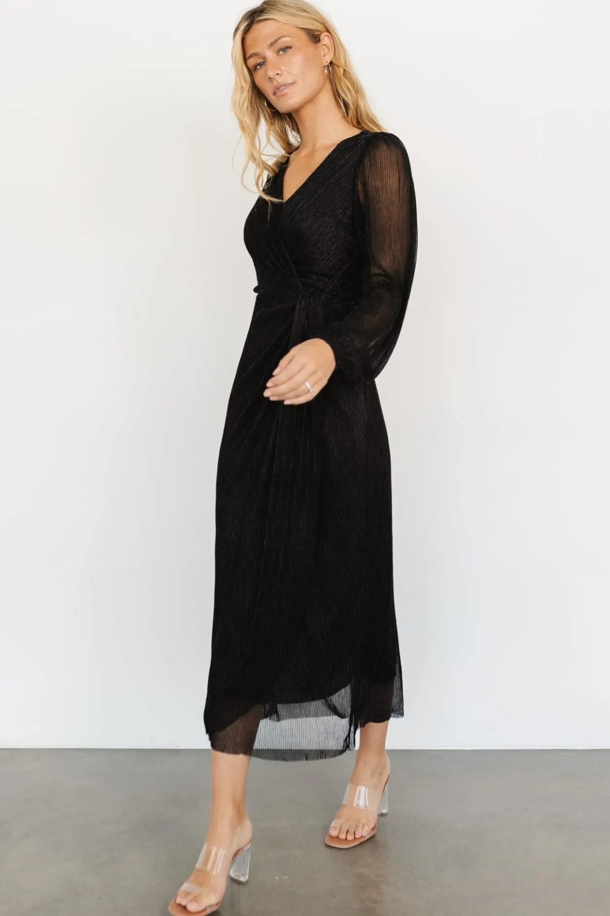 Hot Baltic Born Devlyn Pleated Dress | Black Shimmer BlackShimmer