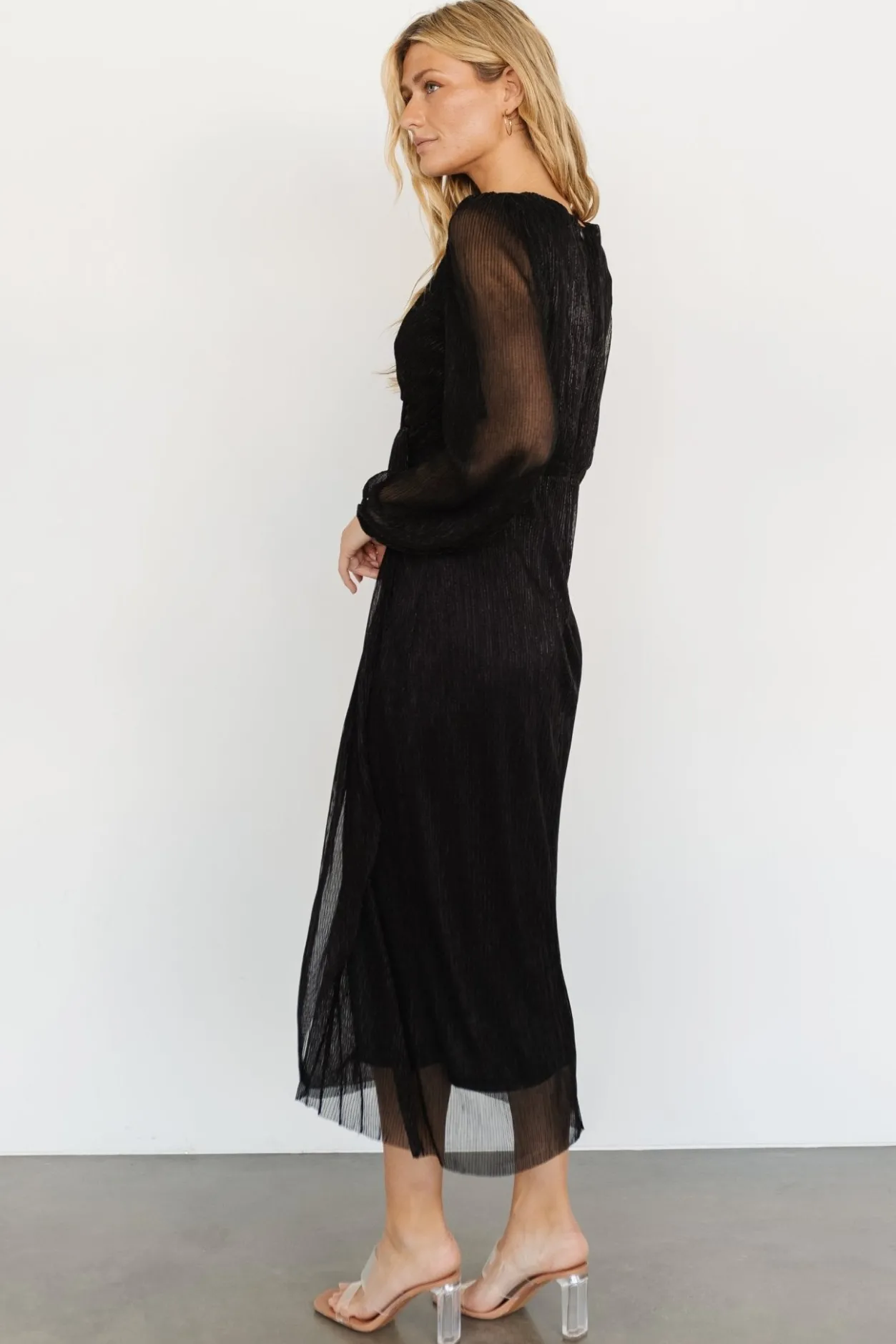 Hot Baltic Born Devlyn Pleated Dress | Black Shimmer BlackShimmer