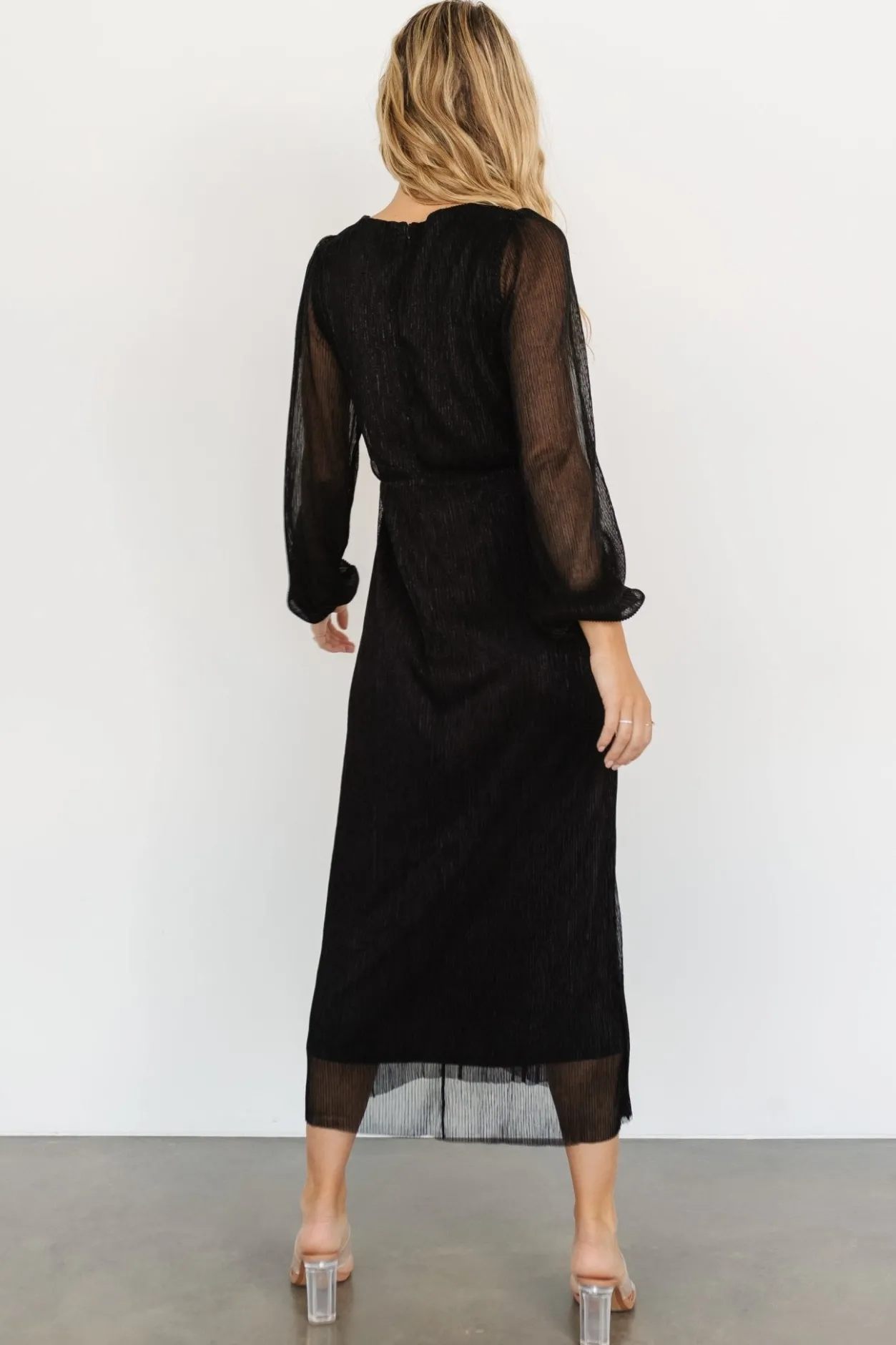 Hot Baltic Born Devlyn Pleated Dress | Black Shimmer BlackShimmer