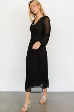 Hot Baltic Born Devlyn Pleated Dress | Black Shimmer BlackShimmer