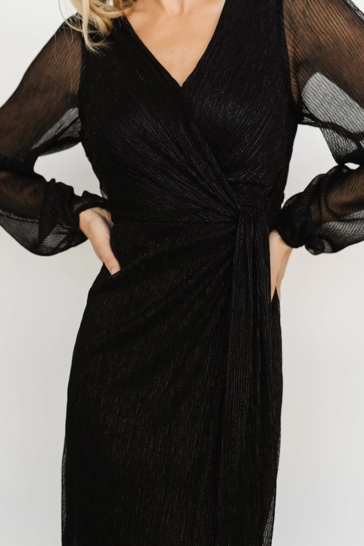 Hot Baltic Born Devlyn Pleated Dress | Black Shimmer BlackShimmer
