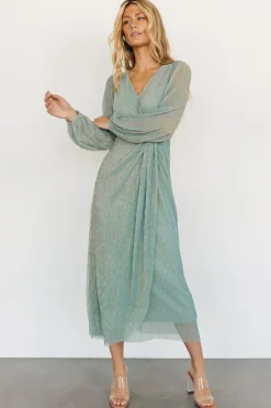 Hot Baltic Born Devlyn Pleated Dress | Blue Sage Shimmer BlueSageShimmer