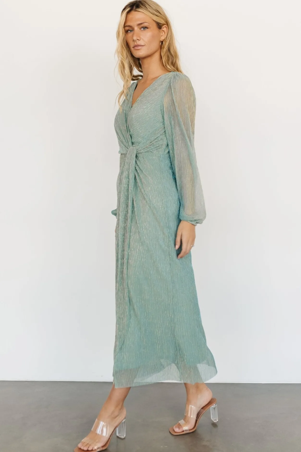 Hot Baltic Born Devlyn Pleated Dress | Blue Sage Shimmer BlueSageShimmer