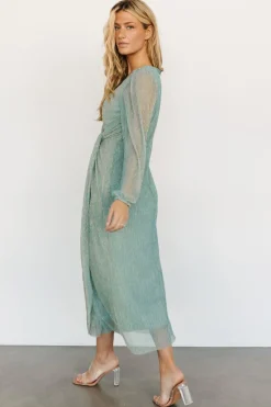 Hot Baltic Born Devlyn Pleated Dress | Blue Sage Shimmer BlueSageShimmer
