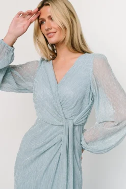 Discount Baltic Born Devlyn Pleated Dress | Dusty Blue Shimmer DustyBlueShimmer