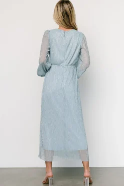 Discount Baltic Born Devlyn Pleated Dress | Dusty Blue Shimmer DustyBlueShimmer