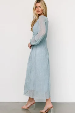 Discount Baltic Born Devlyn Pleated Dress | Dusty Blue Shimmer DustyBlueShimmer