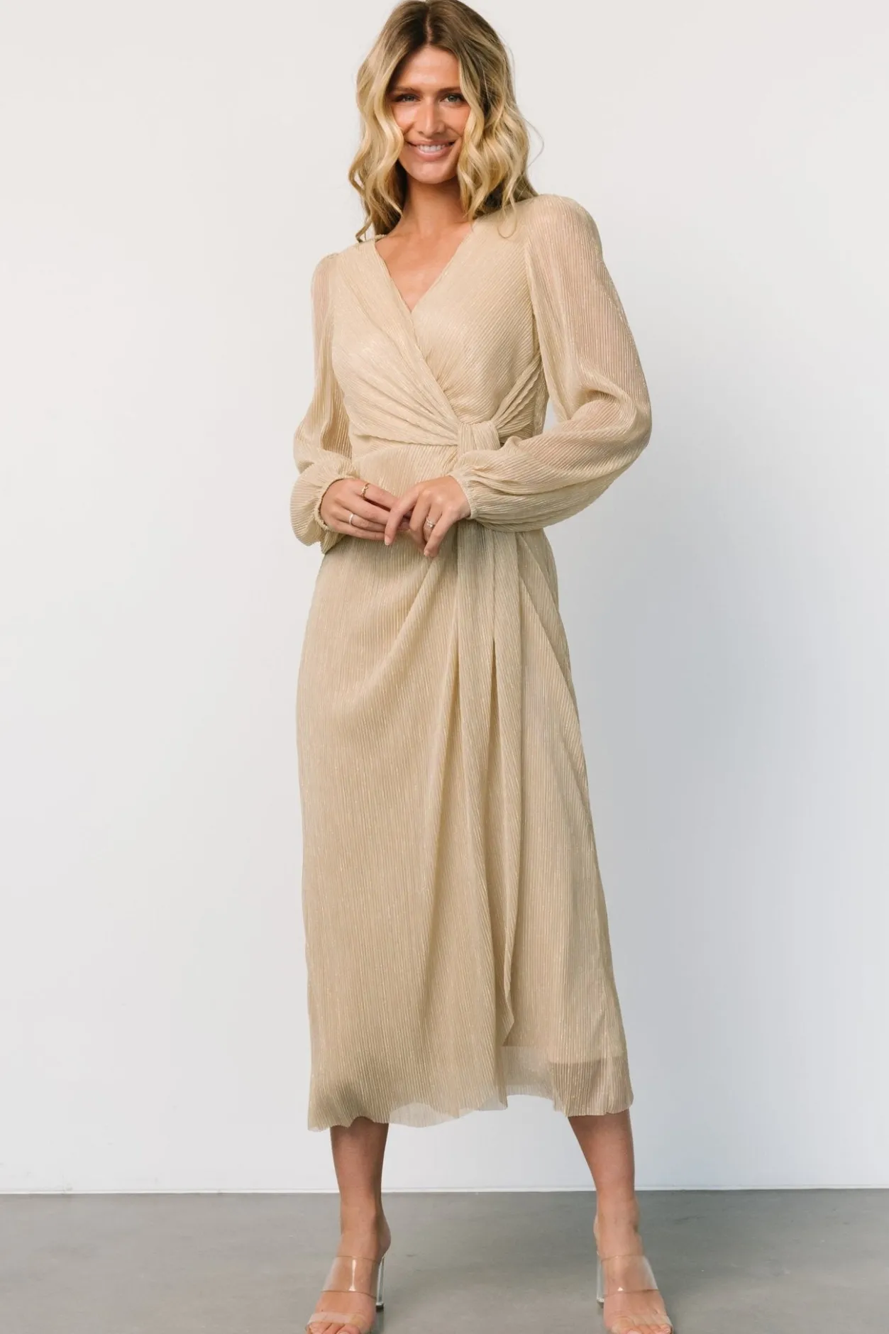 Best Baltic Born Devlyn Pleated Dress | Golden Shimmer GoldenShimmer