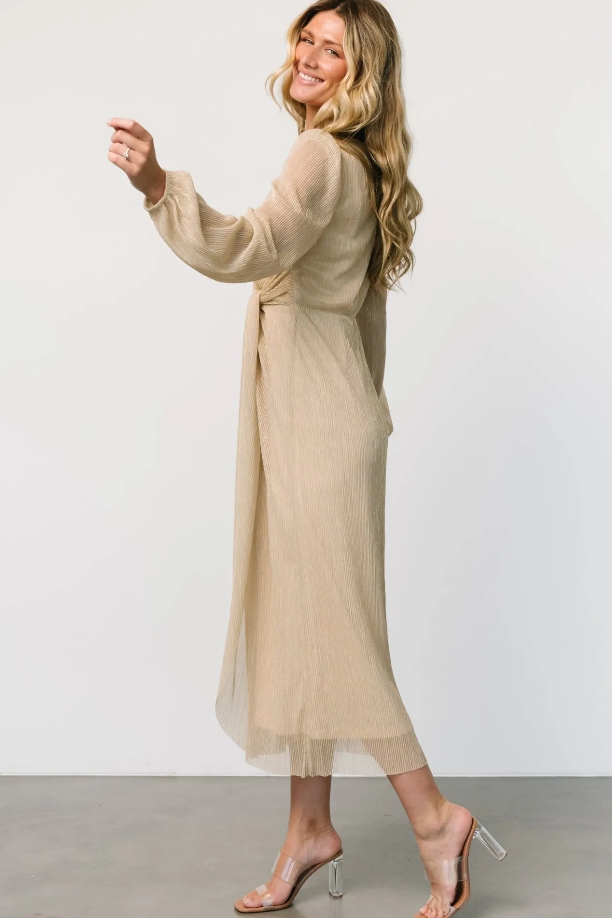Best Baltic Born Devlyn Pleated Dress | Golden Shimmer GoldenShimmer
