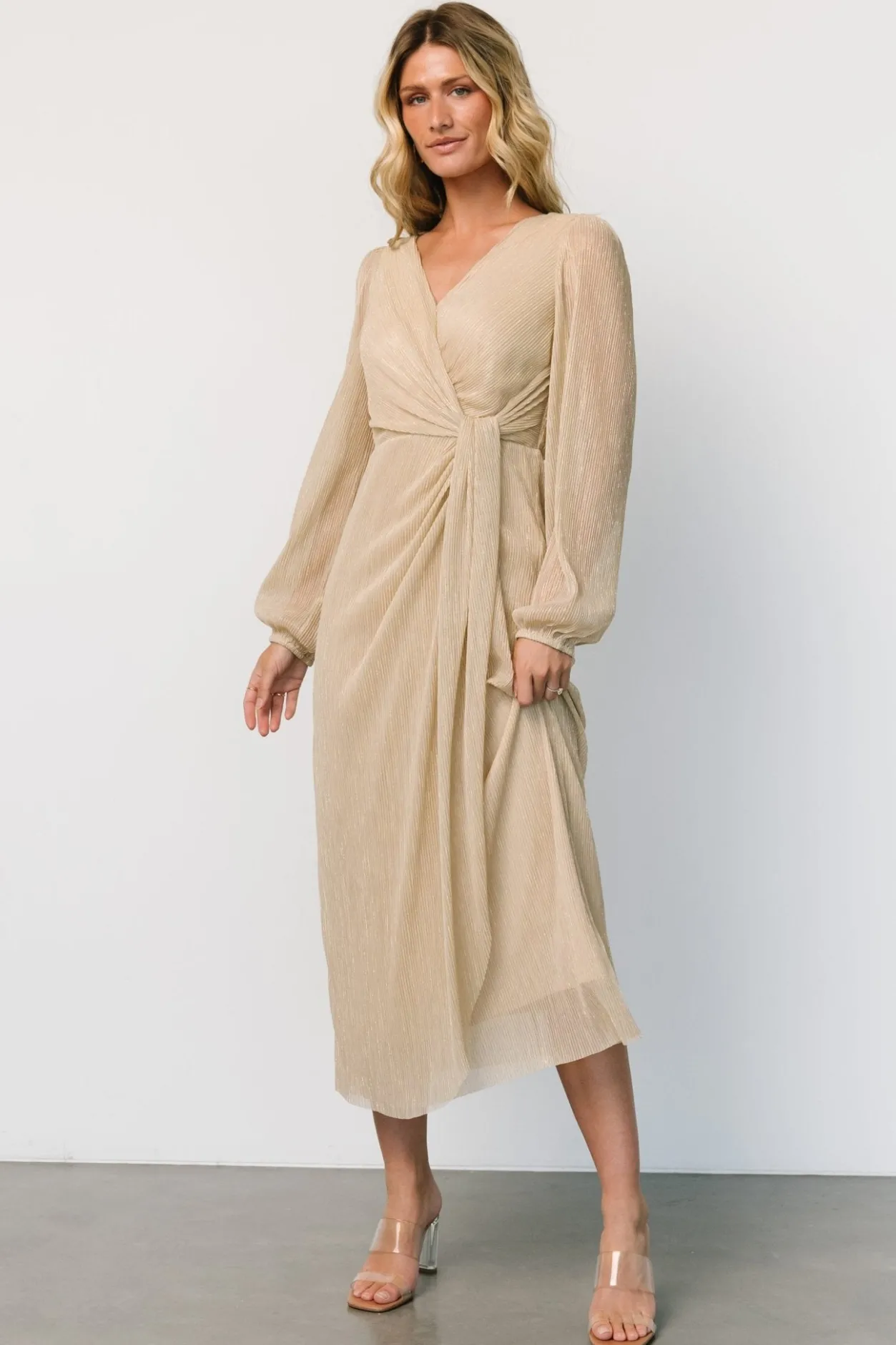 Best Baltic Born Devlyn Pleated Dress | Golden Shimmer GoldenShimmer
