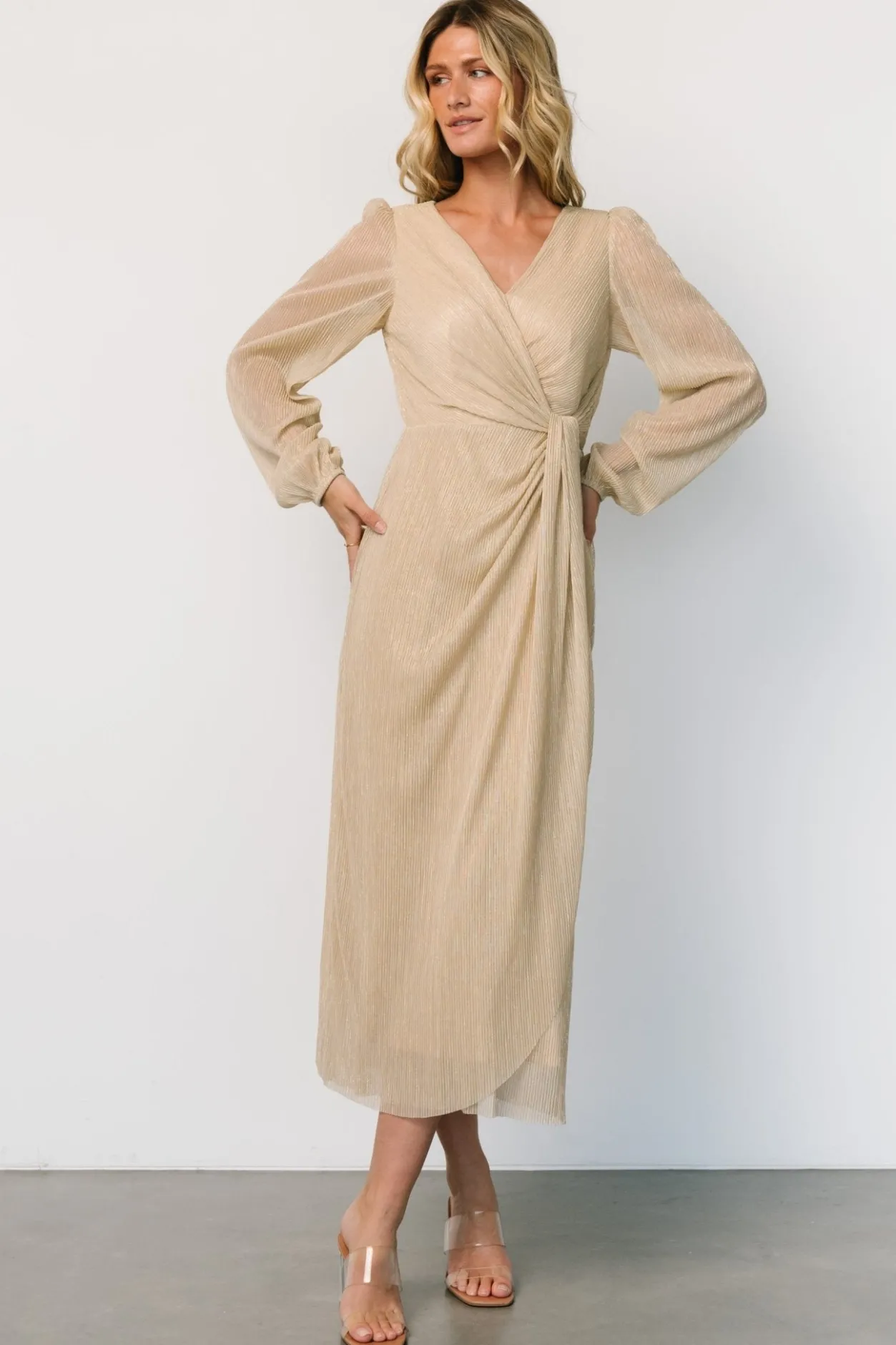 Best Baltic Born Devlyn Pleated Dress | Golden Shimmer GoldenShimmer