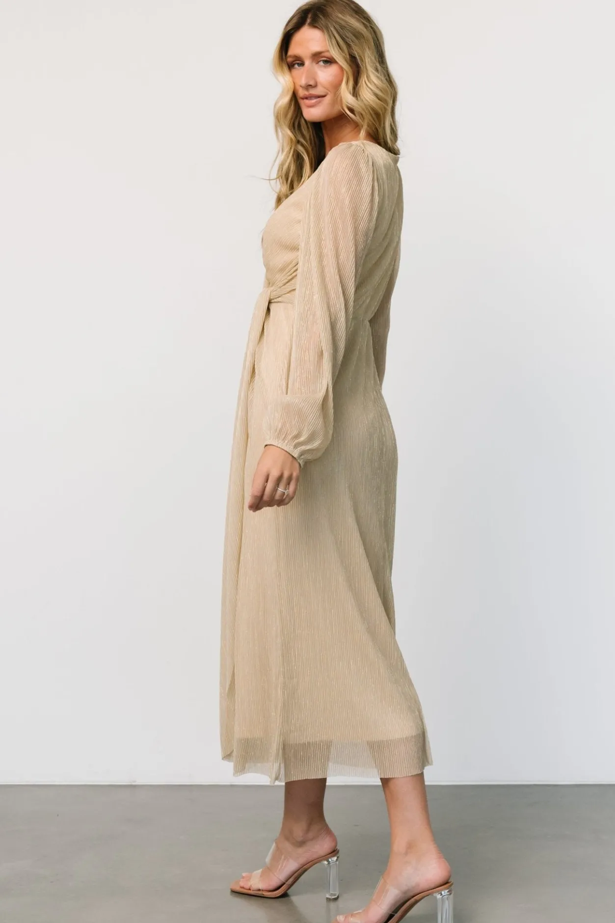 Best Baltic Born Devlyn Pleated Dress | Golden Shimmer GoldenShimmer