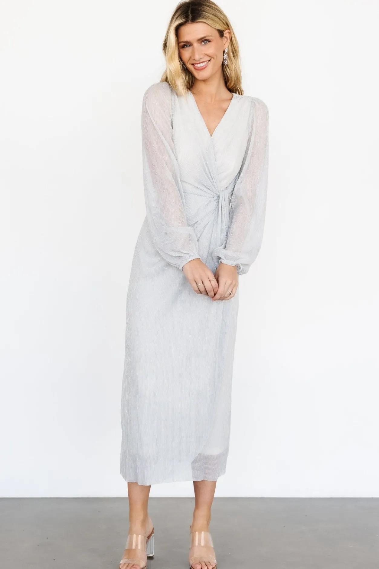 Best Baltic Born Devlyn Pleated Dress | Silver Shimmer SilverShimmer