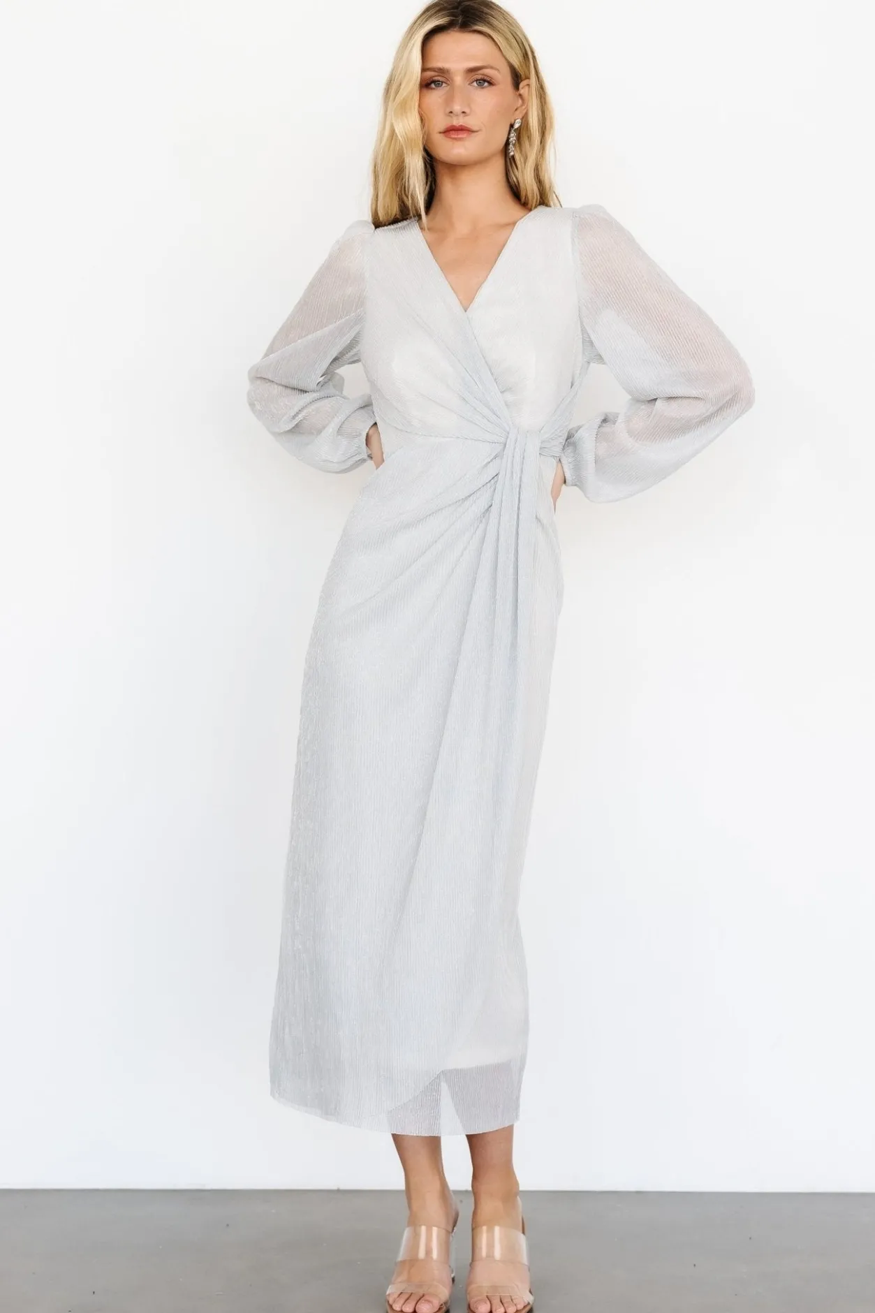 Best Baltic Born Devlyn Pleated Dress | Silver Shimmer SilverShimmer