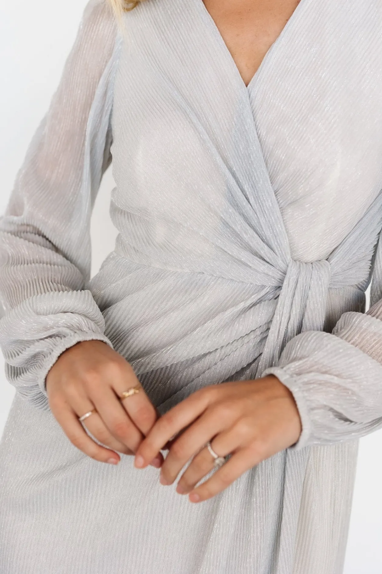 Best Baltic Born Devlyn Pleated Dress | Silver Shimmer SilverShimmer
