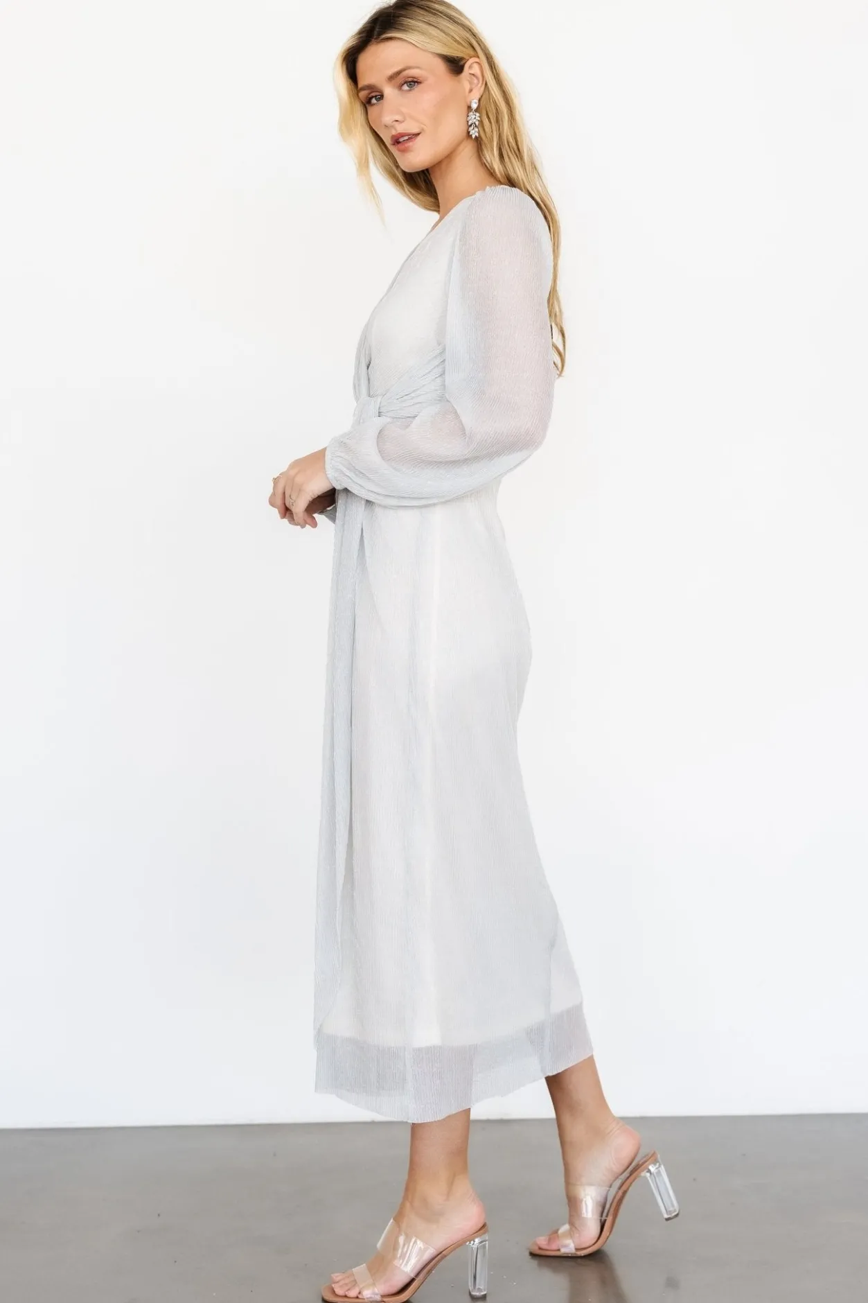 Best Baltic Born Devlyn Pleated Dress | Silver Shimmer SilverShimmer