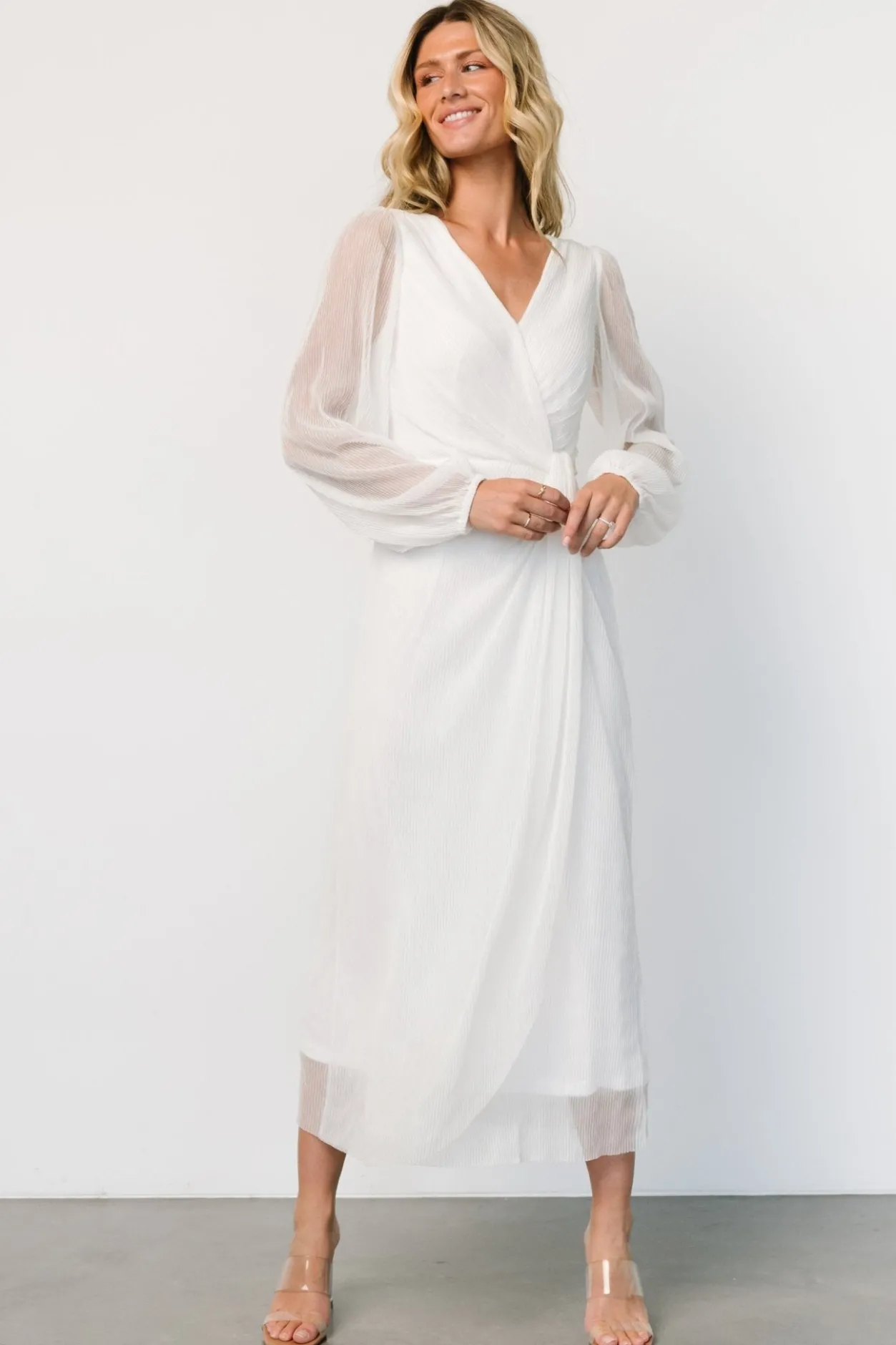 Sale Baltic Born Devlyn Pleated Dress | White Shimmer WhiteShimmer