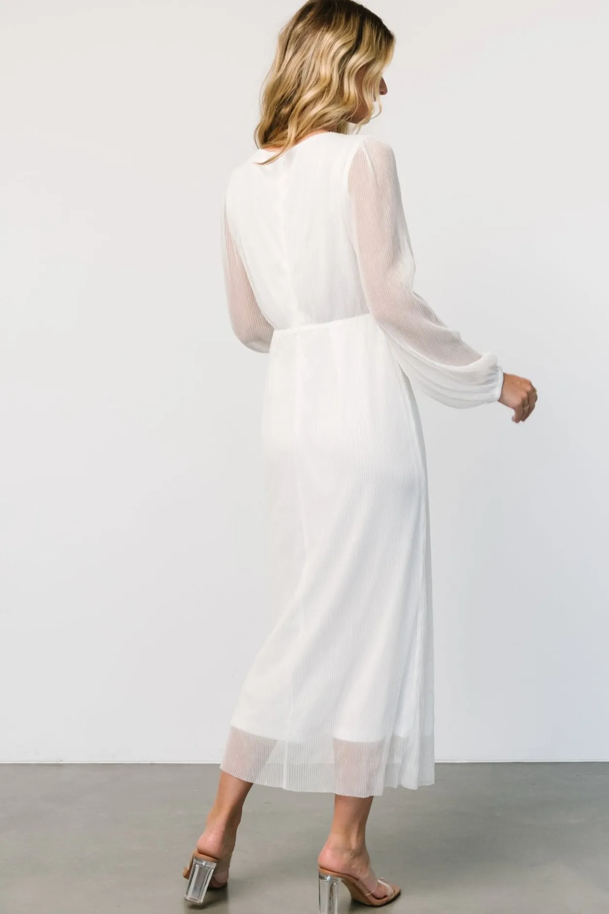 Sale Baltic Born Devlyn Pleated Dress | White Shimmer WhiteShimmer