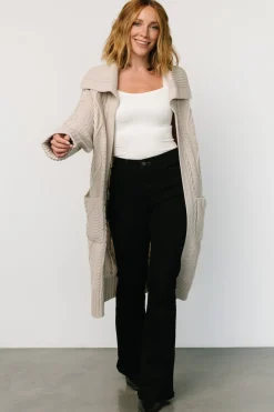New Baltic Born Devon Cable Knit Cardigan | Oatmeal
