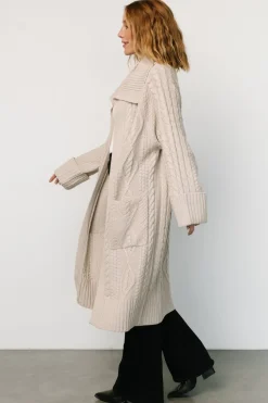 New Baltic Born Devon Cable Knit Cardigan | Oatmeal