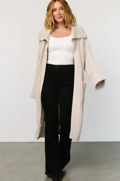New Baltic Born Devon Cable Knit Cardigan | Oatmeal