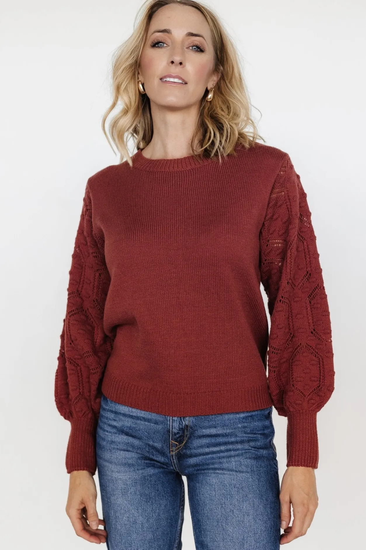 New Baltic Born Devri Pointelle Sweater | Rust