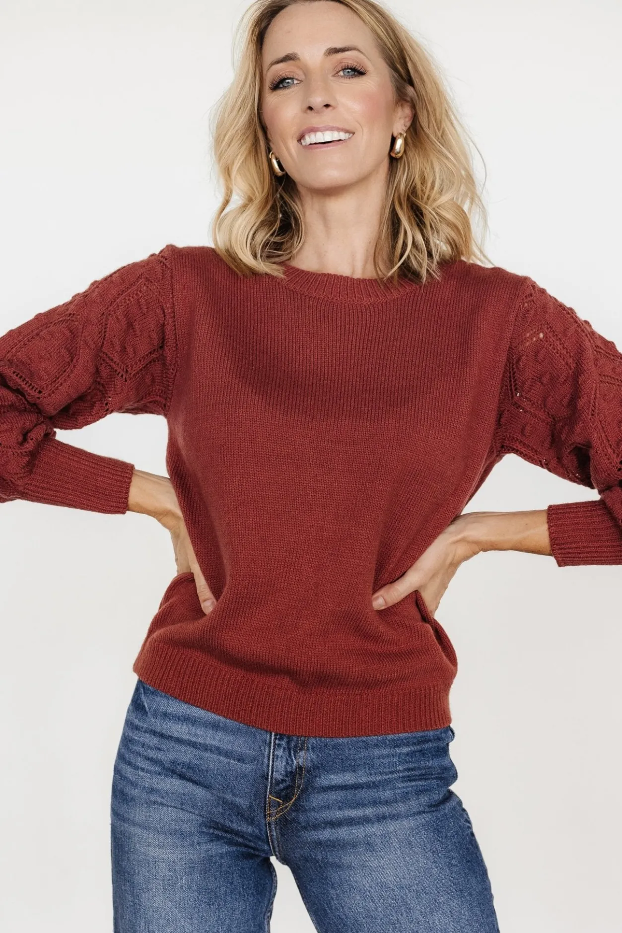 New Baltic Born Devri Pointelle Sweater | Rust