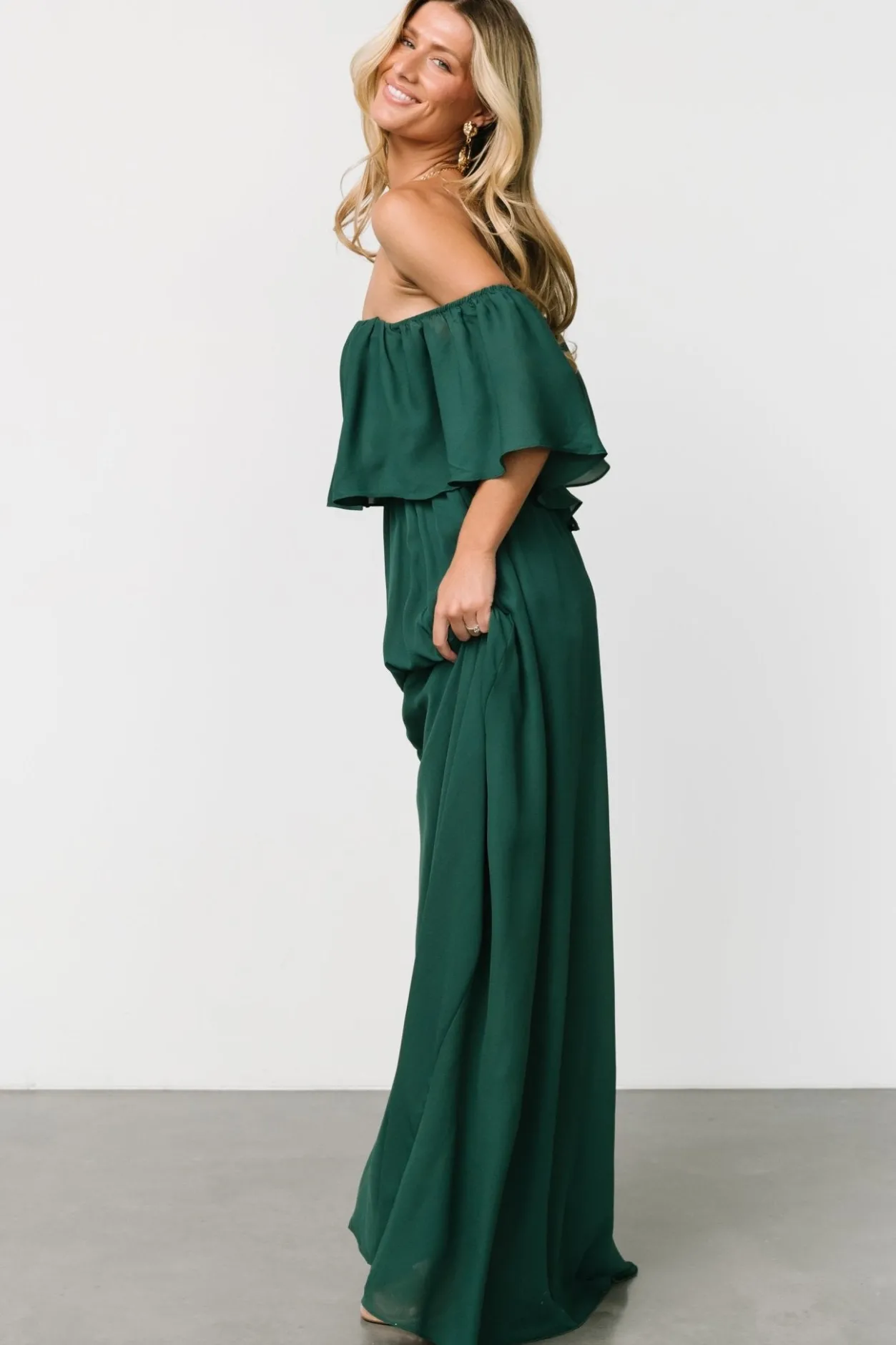 Discount Baltic Born Diana Off Shoulder Maxi Dress | Emerald