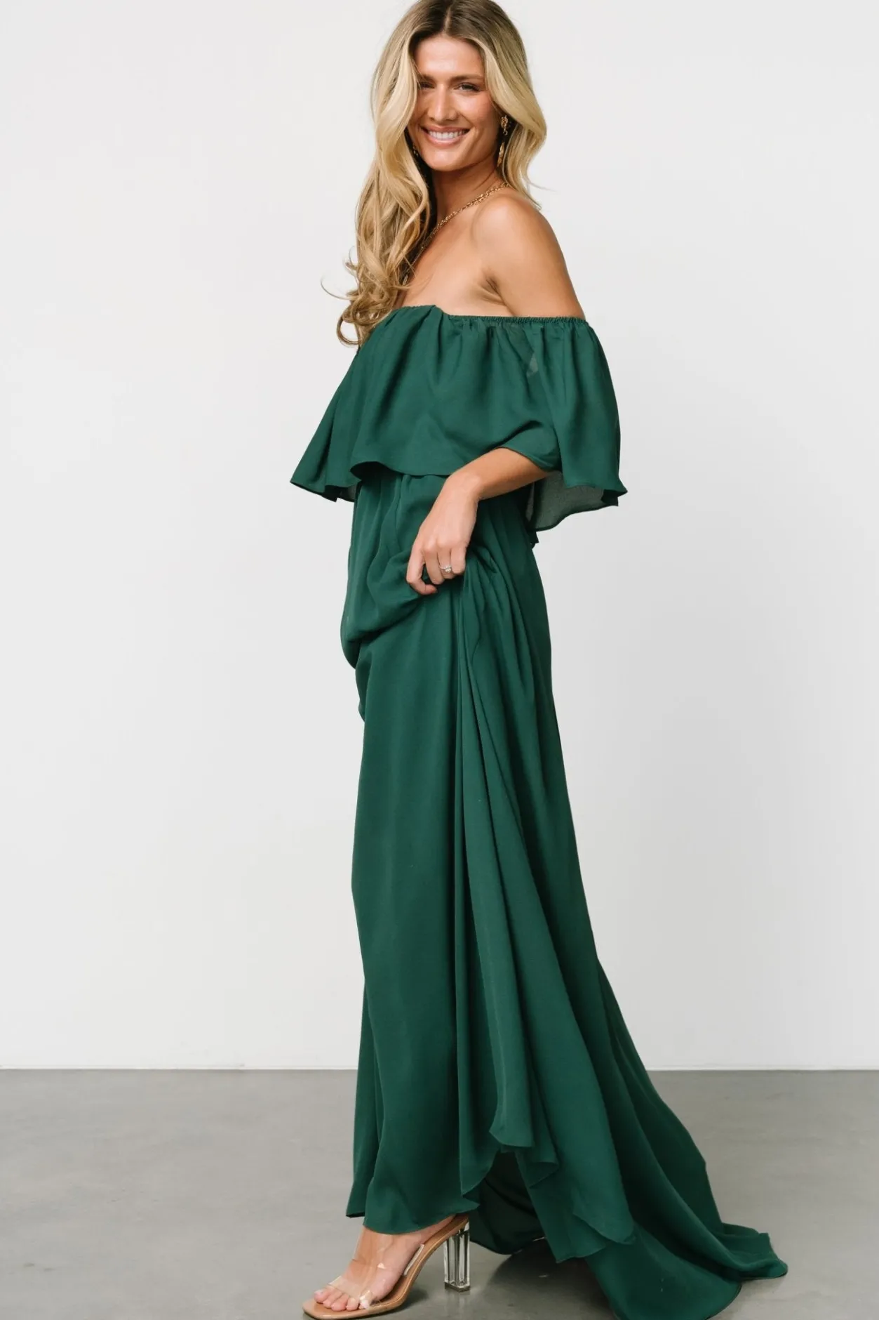 Discount Baltic Born Diana Off Shoulder Maxi Dress | Emerald