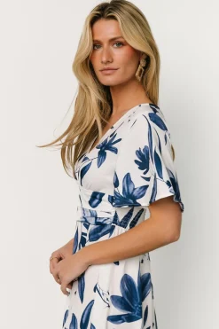 New Baltic Born Dina Maxi Dress | White + Blue Floral White+BlueFloral
