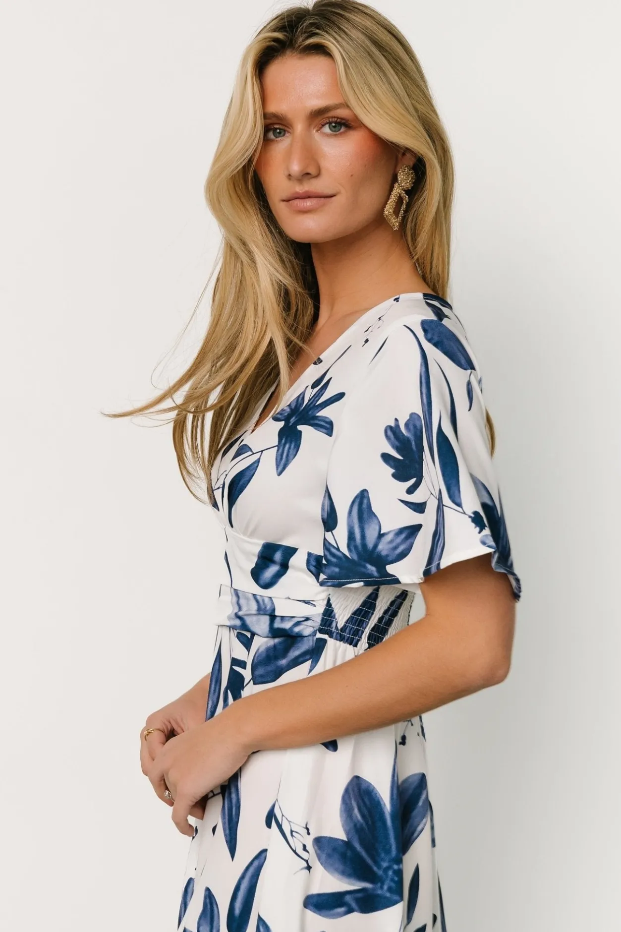 New Baltic Born Dina Maxi Dress | White + Blue Floral White+BlueFloral