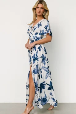 New Baltic Born Dina Maxi Dress | White + Blue Floral White+BlueFloral