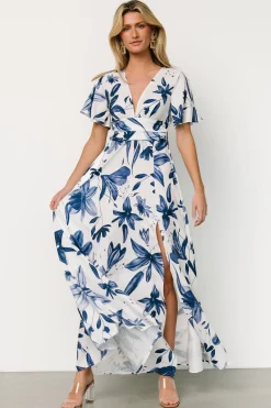 New Baltic Born Dina Maxi Dress | White + Blue Floral White+BlueFloral