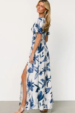 New Baltic Born Dina Maxi Dress | White + Blue Floral White+BlueFloral