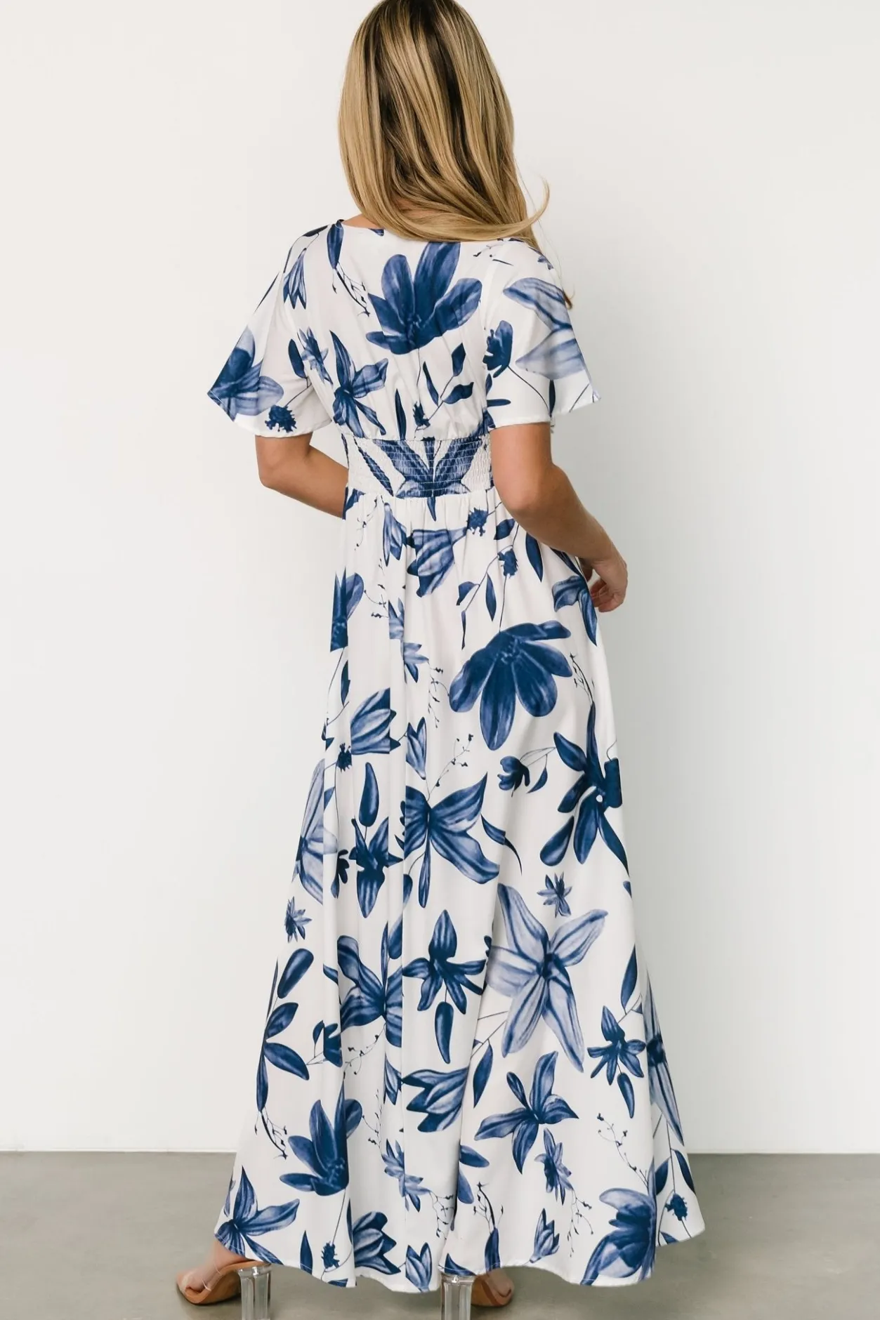 New Baltic Born Dina Maxi Dress | White + Blue Floral White+BlueFloral
