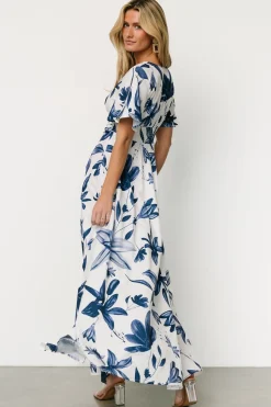 New Baltic Born Dina Maxi Dress | White + Blue Floral White+BlueFloral