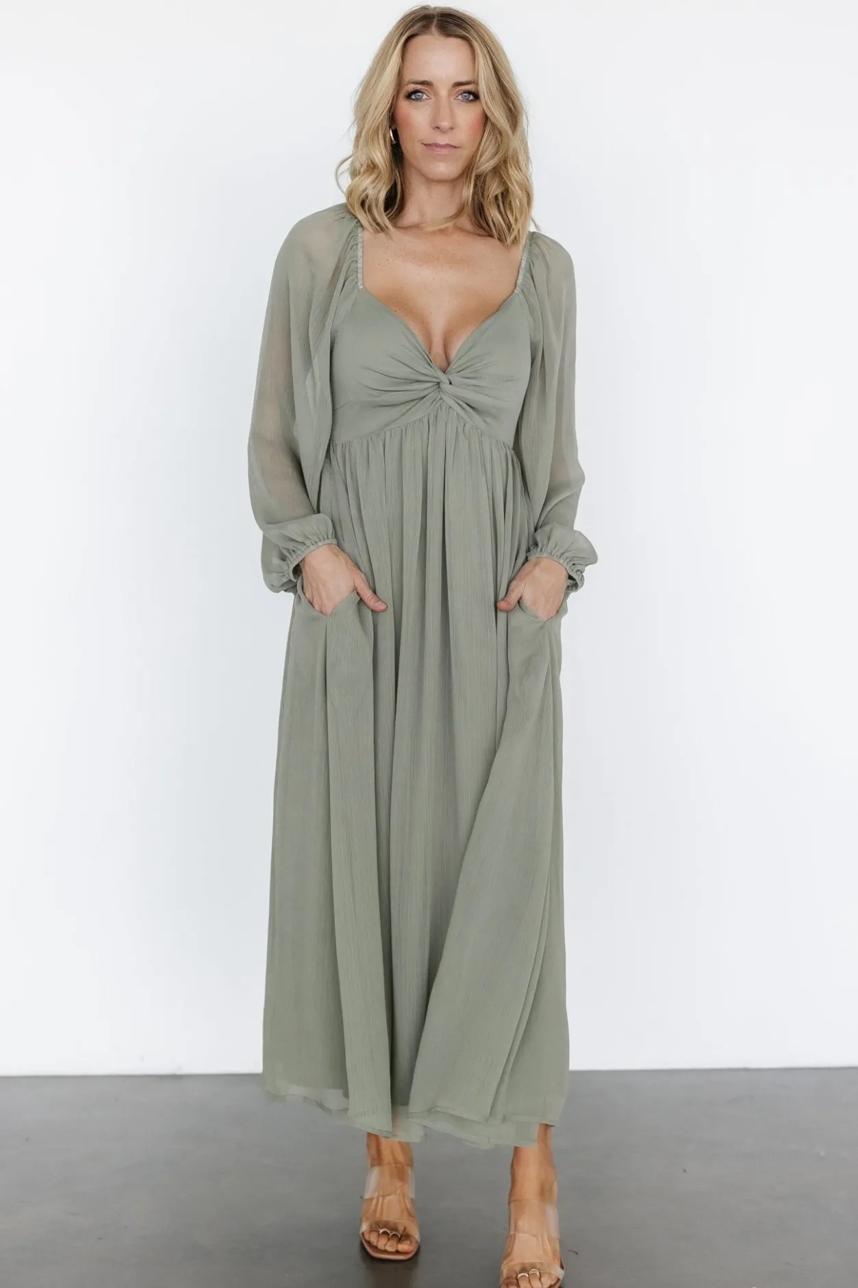 Hot Baltic Born Dione Midi Dress | Dusty Olive DustyOlive