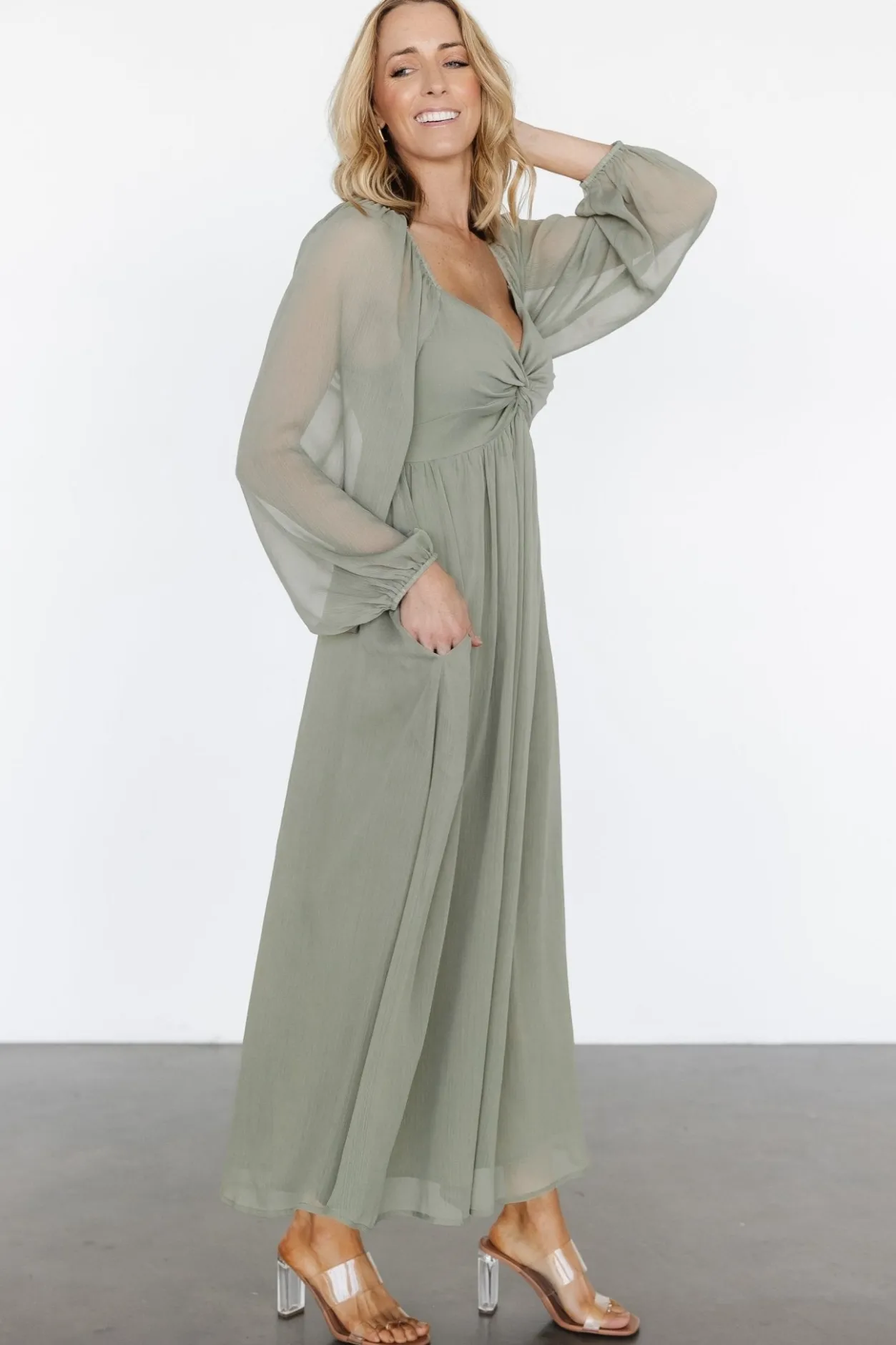 Hot Baltic Born Dione Midi Dress | Dusty Olive DustyOlive