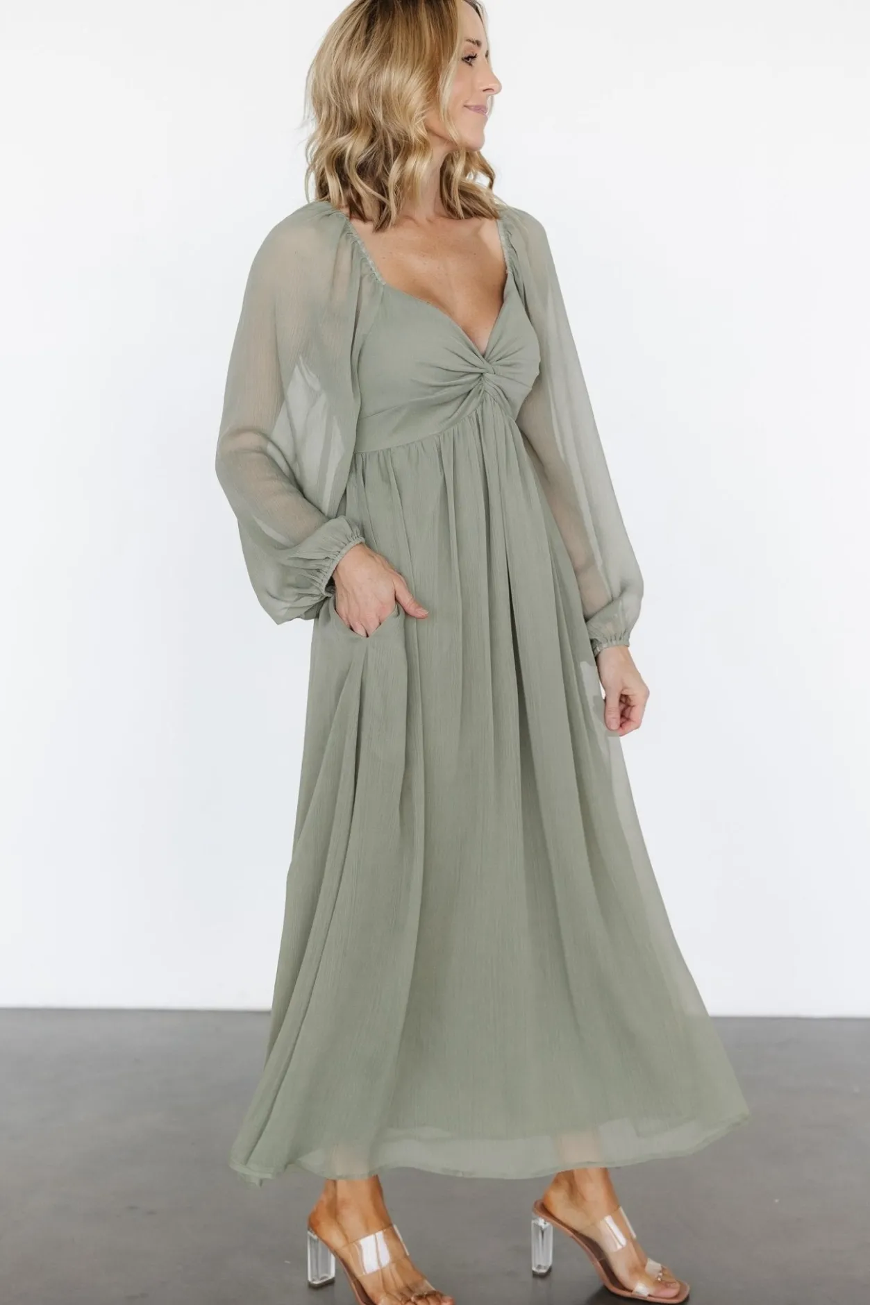 Hot Baltic Born Dione Midi Dress | Dusty Olive DustyOlive