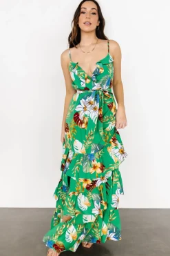New Baltic Born Dolores Ruffle Maxi Dress | Green Multi GreenMulti