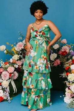 New Baltic Born Dolores Ruffle Maxi Dress | Green Multi GreenMulti